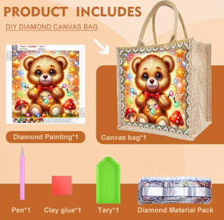 Preview: Diamond Painting Tragtasche Teddybär